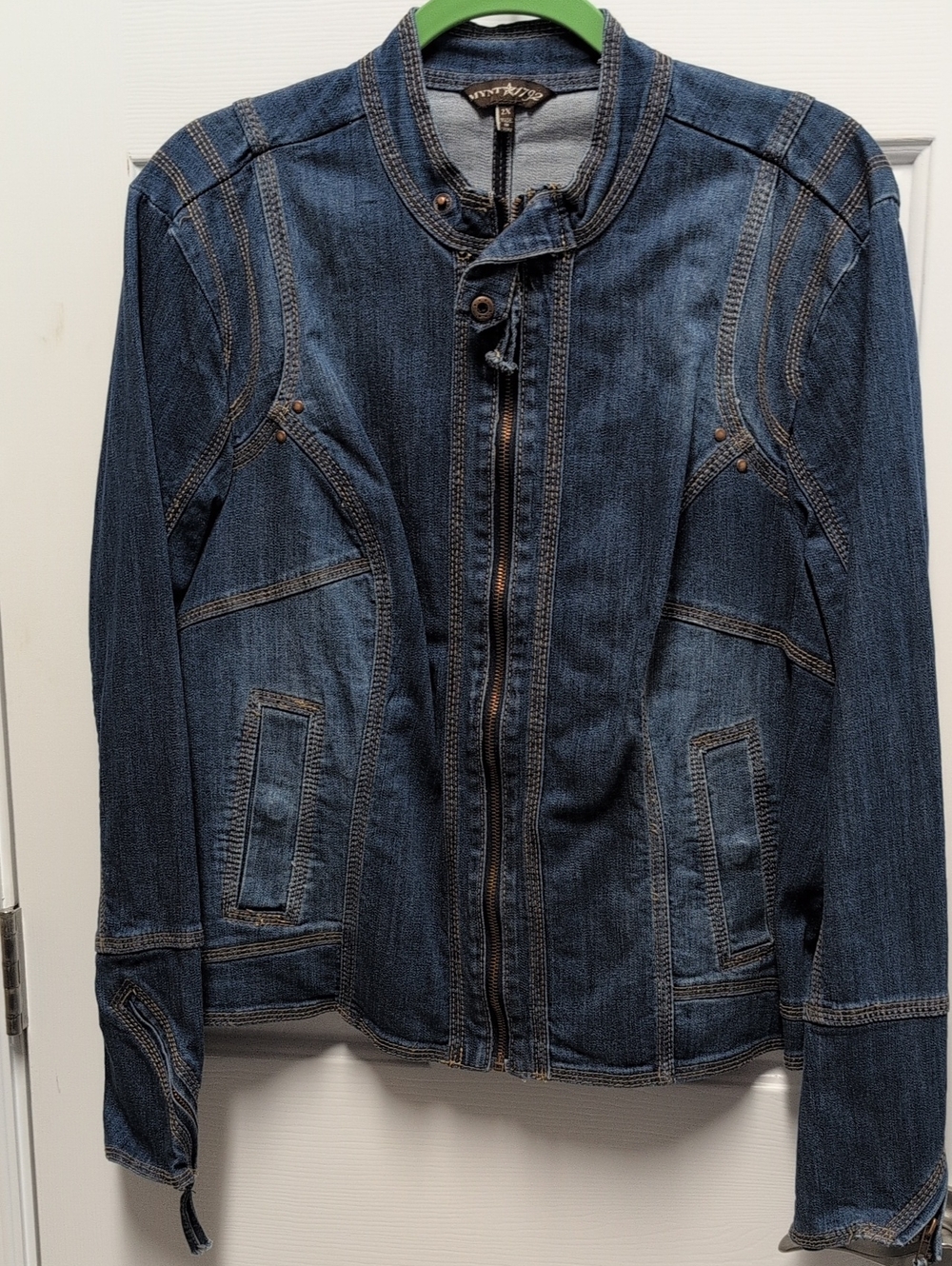 MYNT 1792 Dark Indigo Denim Moto Jacket